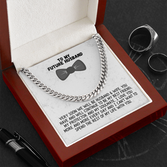 To future husband, necklace, cuban chain link, wedding gifts, wedding gift, groom gifts, groom necklace, necklace for groom, wedding day, soon to be hubby