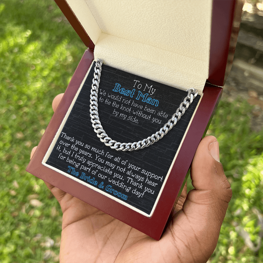 To my best man, cuban chain, best man gifts, wedding gift, gifts for groomsmen, wedding necklace, best man necklace, from bride and groom, groomsman, bridal party, from groom, wedding gifts